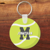 simpele gepersonaliseerde jongens tennisspeler sleutelhanger (Voorkant)