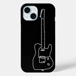 simpele gitaar in zwart iPhone 15 case