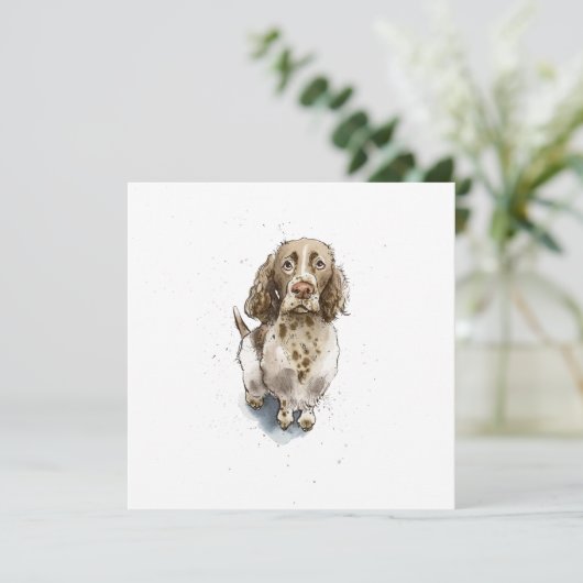 Simpele grappige schattige Springer Spaniel hond D Kaart (Staand voorkant)