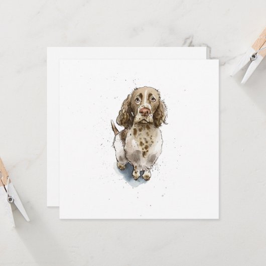 Simpele grappige schattige Springer Spaniel hond D Kaart (Voorkant / Achterkant in situ)