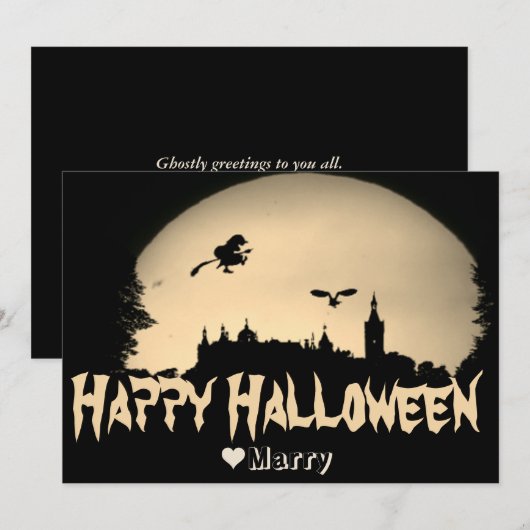 Simpele griezelige familie gelukkige Halloween pom Feestdagenkaart (Voorkant / Achterkant)