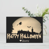 Simpele griezelige familie gelukkige Halloween pom Feestdagenkaart (Staand voorkant)