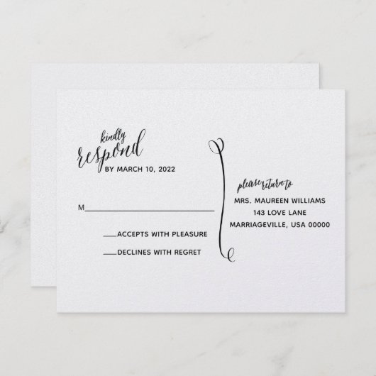 Simpele handgetekende RSVP kaart (Voorkant / Achterkant)