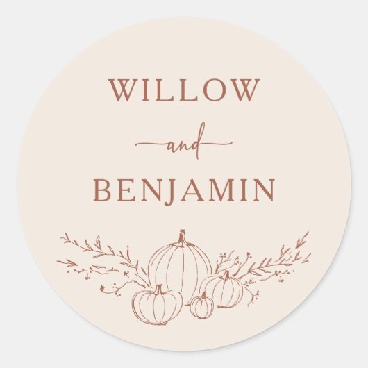 Simpele herfst-huwelijkssticker ronde sticker (Voorkant)