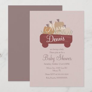 Simpele Herfst Pompoen Neutrale Wagen Baby Shower Kaart