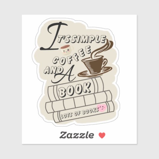 Simpele koffie en een boek sticker (Vel)