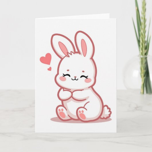 Simpele Konijn Liefde Kaart (Voorkant)