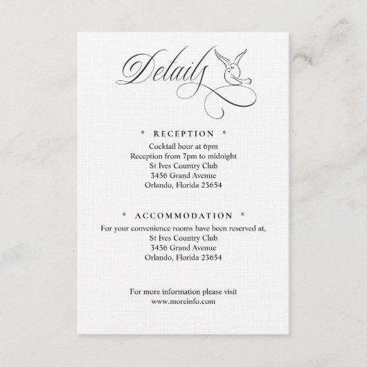 Simpele Love Birds Script Details Enclosure Kaart (Voorkant)