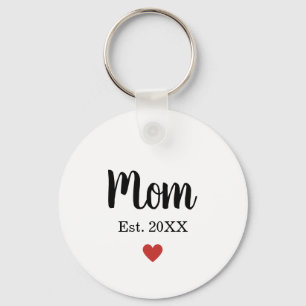 Simpele mam Est. Jaar Little Heart Custom Sleutelhanger
