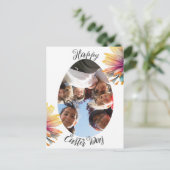 simpele, moderne bloem Happy Easter naar vrienden  Feestdagenkaart (Staand voorkant)