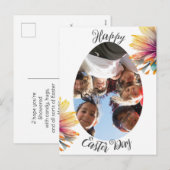 simpele, moderne bloem Happy Easter naar vrienden  Feestdagenkaart (Voorkant / Achterkant)