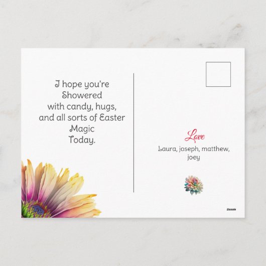 simpele, moderne bloem Happy Easter naar vrienden  Feestdagenkaart (Achterkant)