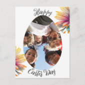 simpele, moderne bloem Happy Easter naar vrienden  Feestdagenkaart (Voorkant)