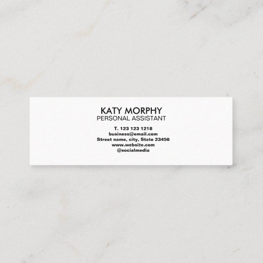 simpele moderne professionele fotokalligrafie squa mini visitekaartje (Achterkant)