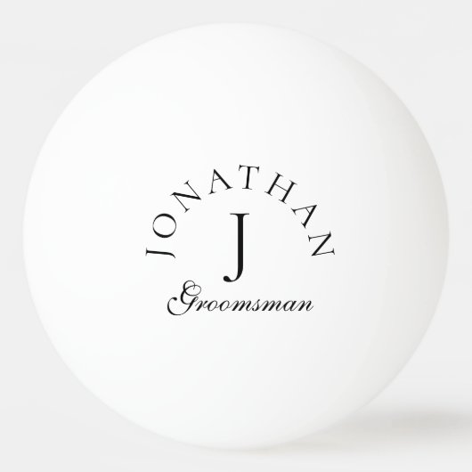 simpele monogram elegante groomsman minimalist pingpongbal (Voorkant)