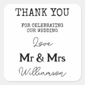 Simpele Mr en Mrs Black en White dank u Vierkante Sticker (Voorkant)