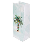 Simpele Palmboom Strand Vakantie Kerstmis Wijn Cadeautas (Voorkant Gekanteld)