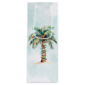 Simpele Palmboom Strand Vakantie Kerstmis Wijn Cadeautas (Voorkant)