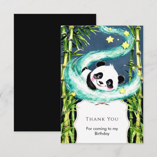 Simpele Pastel Magische Panda Verjaardag Bedankkaart (Voorkant / Achterkant)