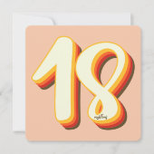 Simpele Perzik Moderne Retro Groovy 18e Verjaardag Kaart (Voorkant)