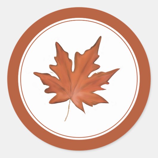 Simpele Rode Herfst Esdorenblad Ronde Sticker (Voorkant)