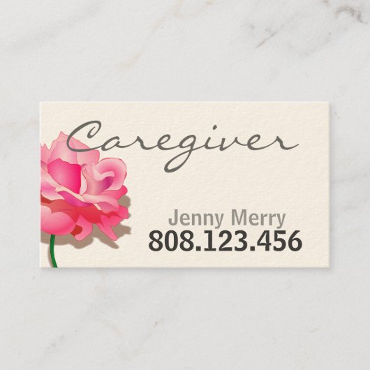 Simpele Roos Caregiver Business Card template Visitekaartje (Voorkant)