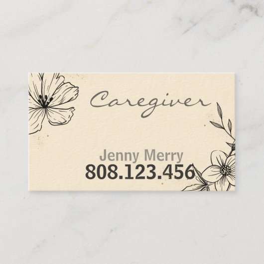 Simpele Roos Caregiver Business Card template Visitekaartje (Voorkant)