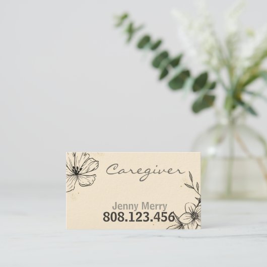 Simpele Roos Caregiver Business Card template Visitekaartje (Staand voorkant)