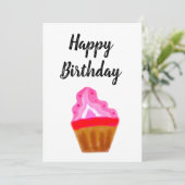 simpele roze cupcake elegant gefeliciteerd (Staand voorkant)