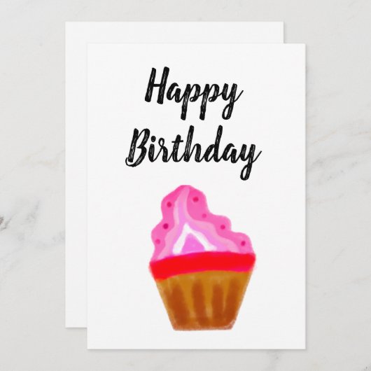 simpele roze cupcake elegant gefeliciteerd (Voorkant / Achterkant)