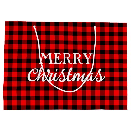 Simpele Rustieke Buffalo Plaid Rode Kerstmis Groot Cadeauzakje (Achterkant)