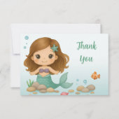 Simpele schattige kleine zeemeermin bedankkaart (Voorkant)