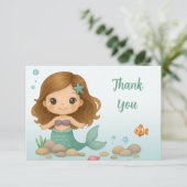 Simpele schattige kleine zeemeermin bedankkaart (Staand voorkant)