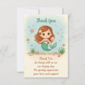 Simpele schattige kleine zeemeermin bedankkaart (Voorkant)