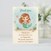 Simpele schattige kleine zeemeermin bedankkaart (Staand voorkant)