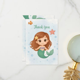 Simpele schattige kleine zeemeermin bedankkaart
