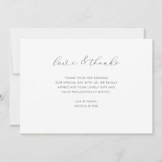 simpele script zwarte en witte trouwfoto bedankkaart (Achterkant)