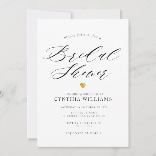 simpele scriptbridale doucheuitnodiging kaart (Voorkant)