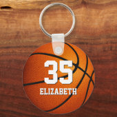 simpele sportmeisjes basketbalnummer sleutelhanger (Achterkant)