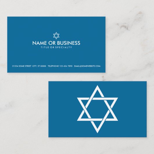 simpele ster van david visitekaartje (Voorkant / Achterkant)