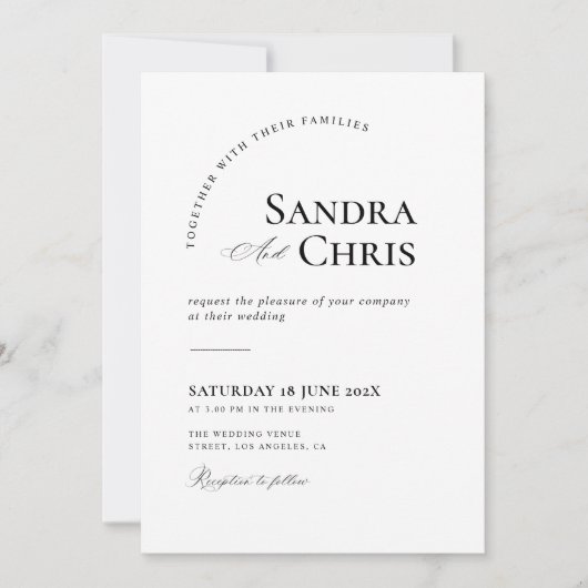 simpele uitnodiging voor een zwarte en witte bruil (Voorkant)