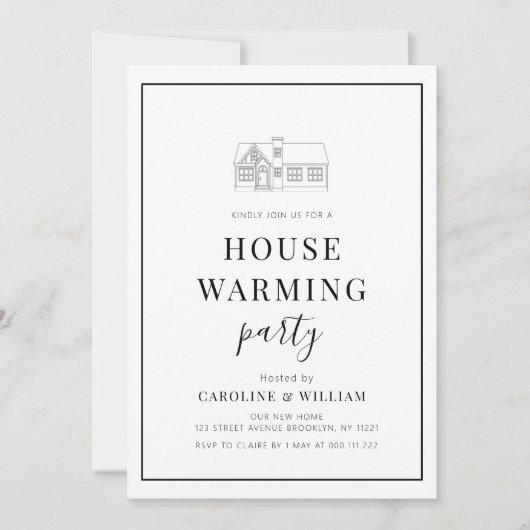 simpele uitnodiging voor het opwarmen van zwart li (Voorkant)