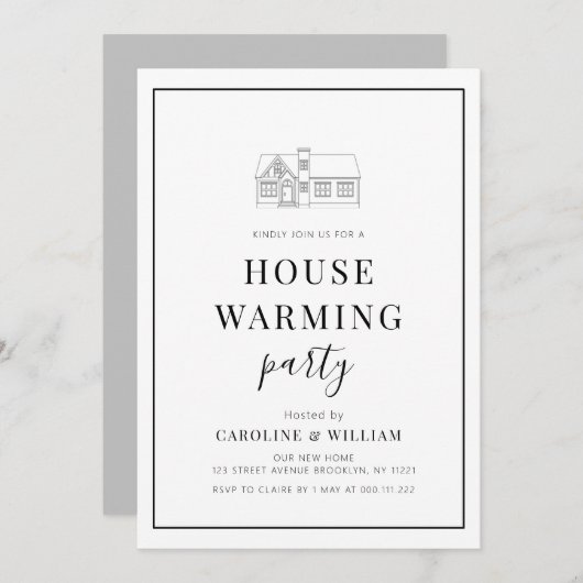 simpele uitnodiging voor het opwarmen van zwart li (Voorkant / Achterkant)