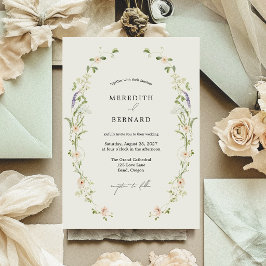 Simpele Vintage Rustieke Wilde Bloemen Bruiloft Kaart