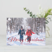 Simpele vrolijk kerstmis foto kerstkaart (Staand voorkant)