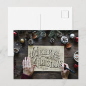 Simpele vrolijke kerst briefkaart (Voorkant / Achterkant)