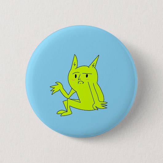 Simpele Zitende Kobold Knop Ronde Button 5,7 Cm (Voorkant)