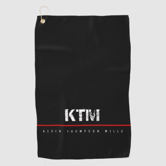 simpele zwart monogrammen golfhanddoek (Voorkant)