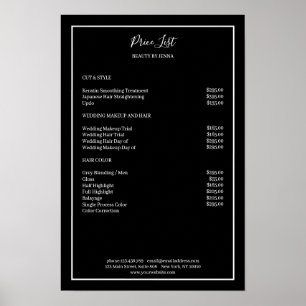 Simpele zwart-wit prijslijstposter poster