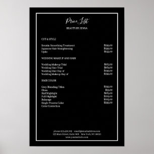 Simpele zwart-wit prijslijstposter poster